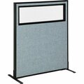 Interion By Global Industrial Interion Freestanding Office Partition Panel with Partial Window, 36-1/4inW x 42inH, Blue 694754WFBL